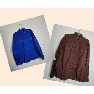 Lot of 2 Evolution In Design Mens Long Sleeve Button Down Sports Shirts Size 2XL